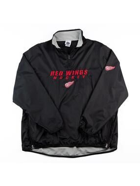 Detroit Red Wings Jacket Mens L Black NHL Hockey Pullover Windbreaker